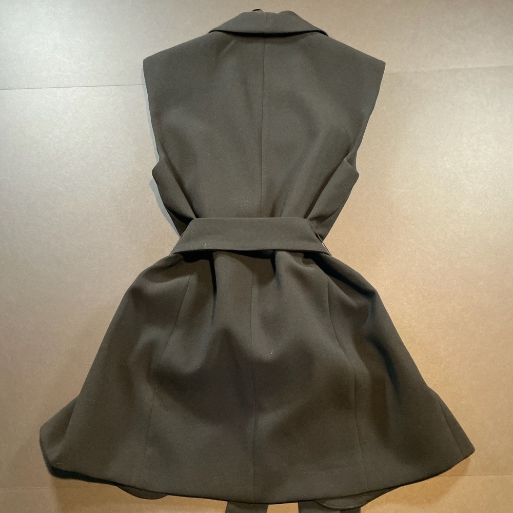 ZARA Sleeveless Belted Blazer Vest XS Black Tailored Longline Vest NWT 7848-187/ - Picture 7 of 11